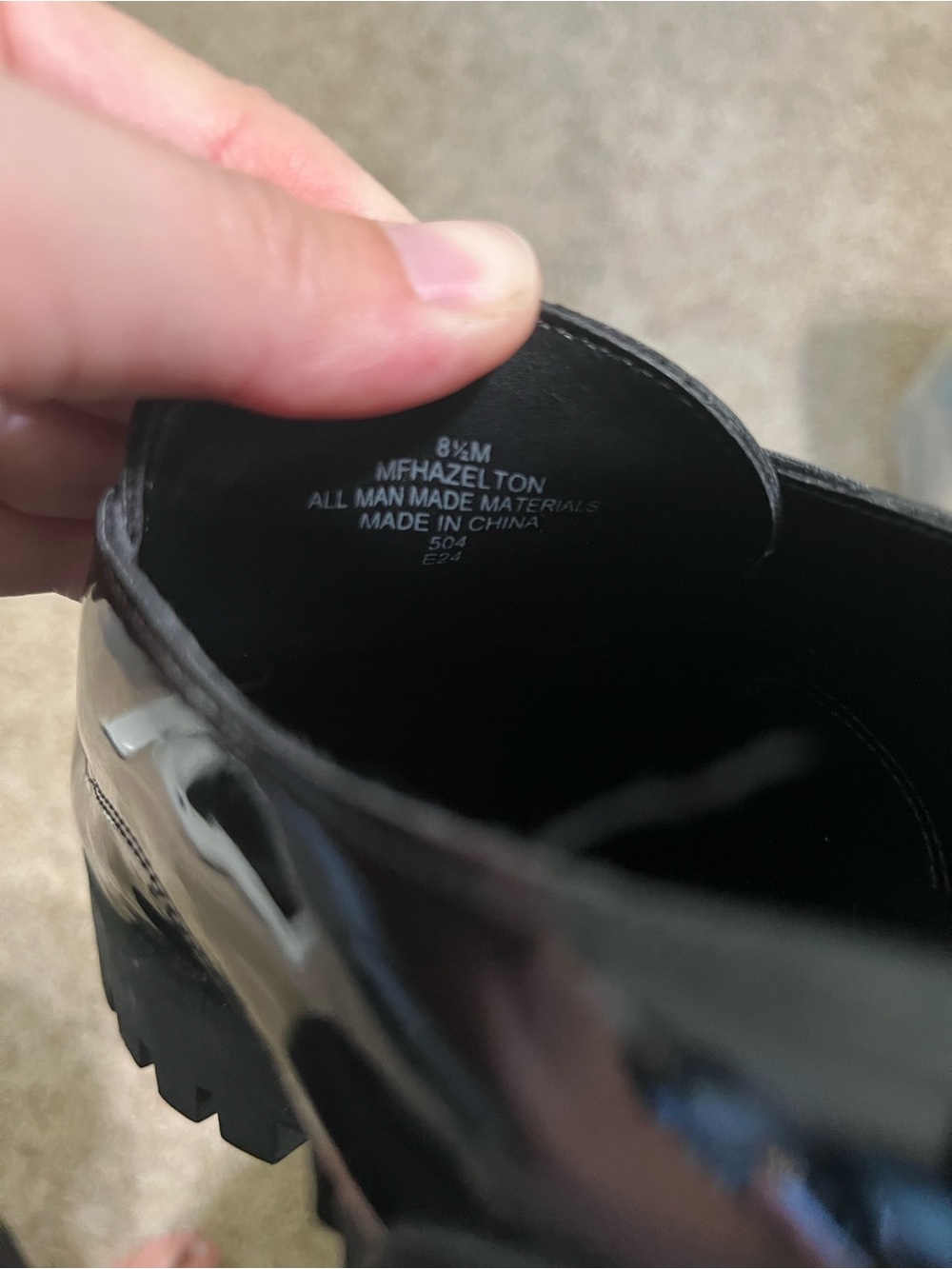 Marc Fisher Faux Leather Shiny Chunky Block Heel Lug Sole Academic Dockers 8.5 - Picture 8 of 8